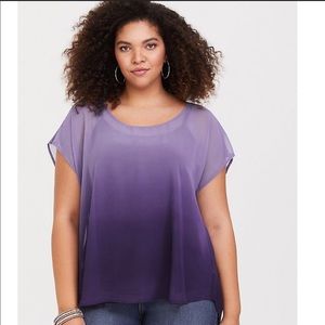 NWT 2x Torrid Purple Sheer Ombré Chiffon Blouse
